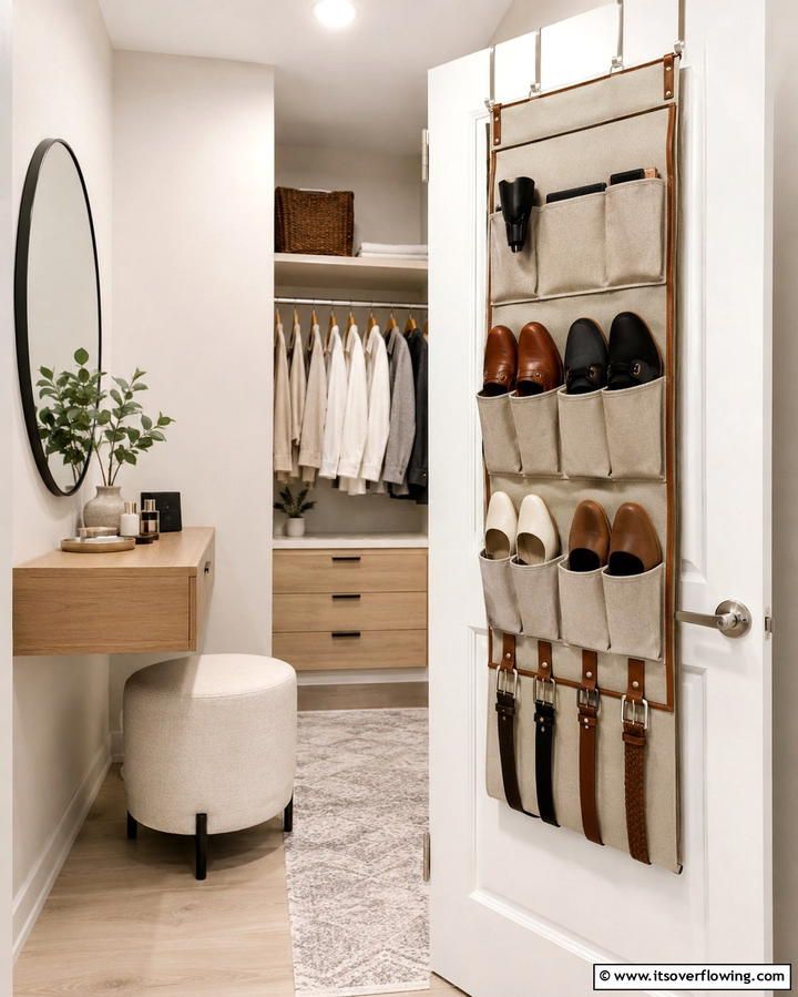 Use Over the Door Organizers for Extra Storage - 25 Small Dressing Room Ideas to Organize Your Wardrobe