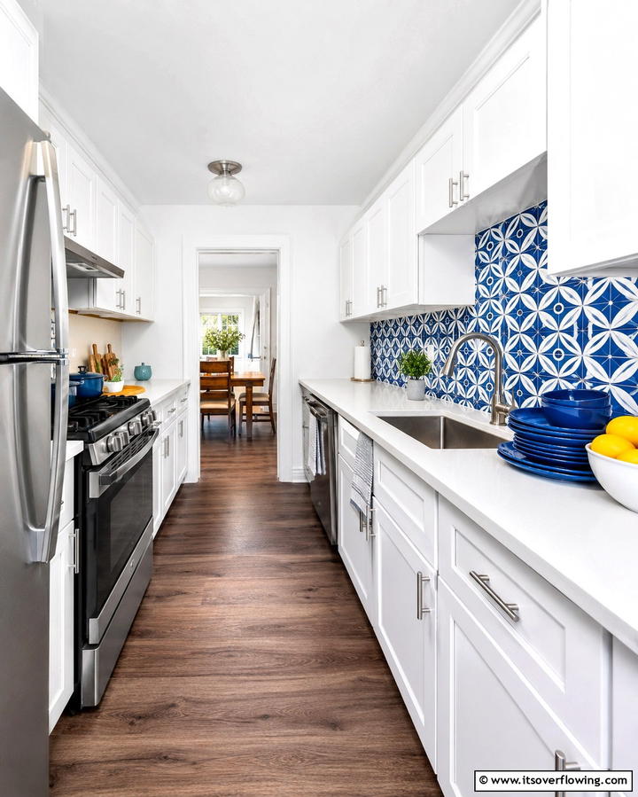 Use Peel and Stick Tiles for a Budget Backsplash - 25 Small Galley Kitchen Ideas on a Budget
