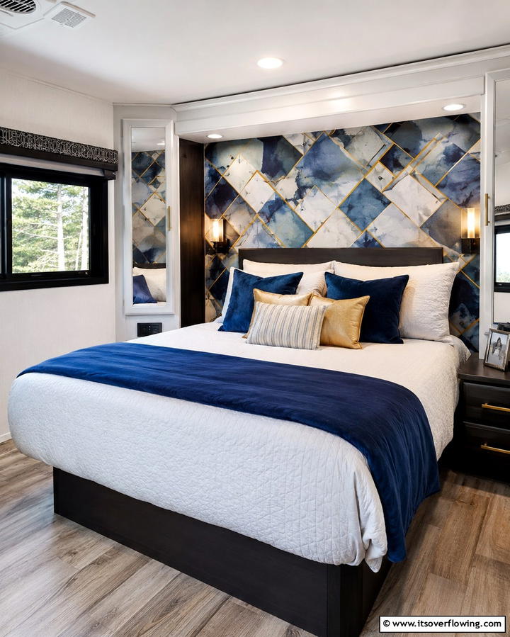 Use Peel and Stick Wallpaper for Style - 25 RV Bedroom Ideas to Maximize Comfort on the Road