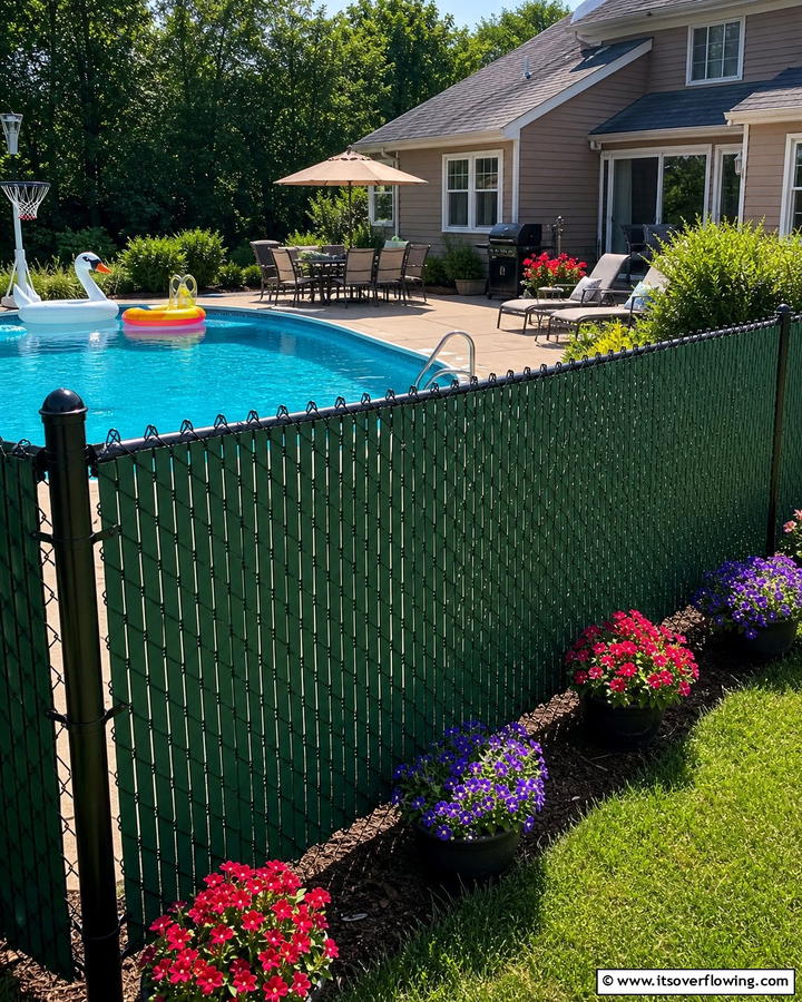 Use Privacy Slats in Chain Link Fences - 20 Pool Privacy Ideas to Enhance Your Outdoor Space