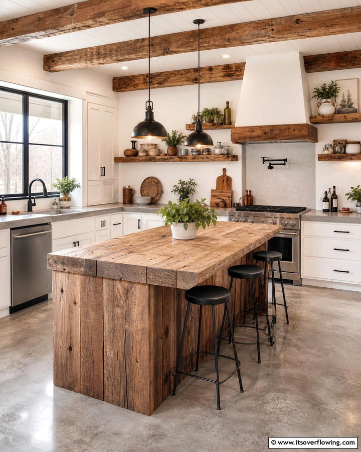 Use Reclaimed Wood Accents - 20 Natural Kitchen Design Ideas for a Warm Feel