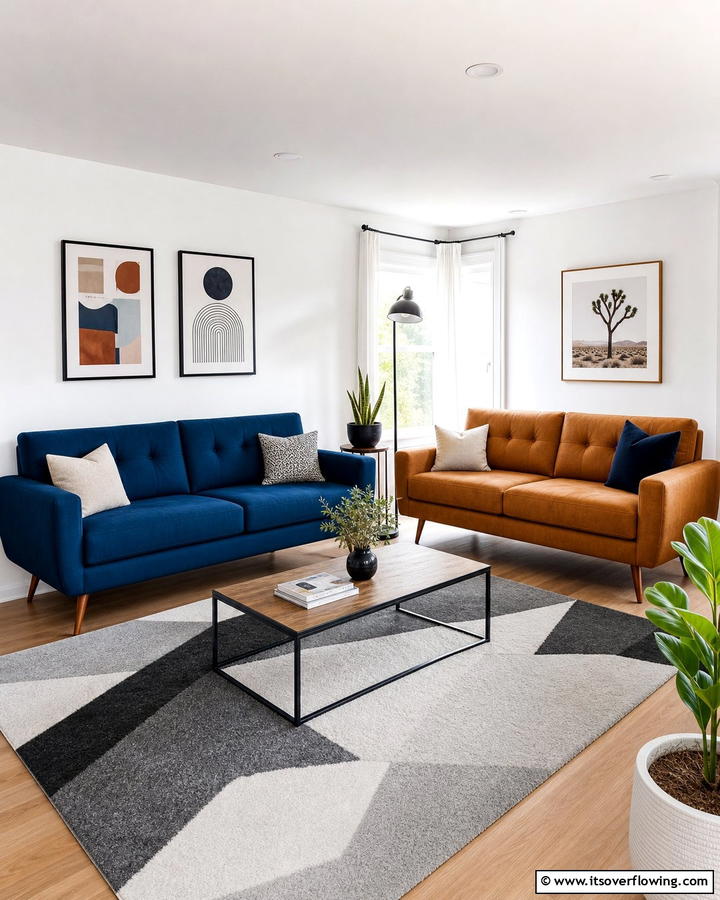 Use Similar Sofa Shapes for Unity - 20 Mismatched Sofas in Living Room Ideas for Eclectic Style