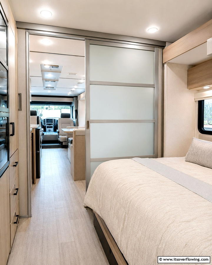 Use Sliding Doors for Privacy - 25 RV Bedroom Ideas to Maximize Comfort on the Road