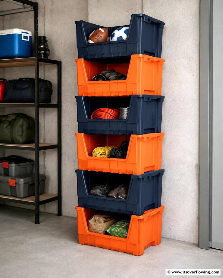 Use Stackable Storage Crates - 25 Shed Organization Ideas to Declutter Your Outdoor Space