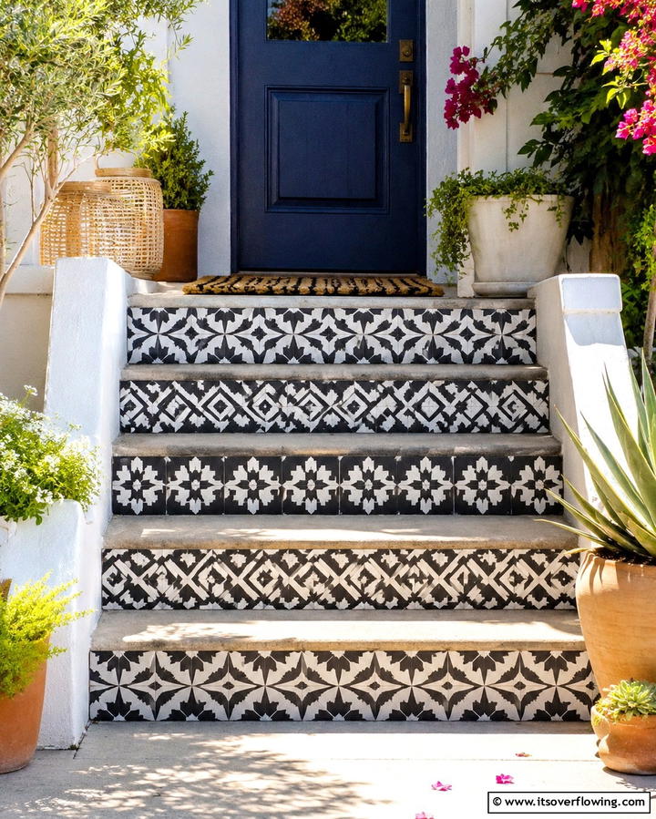 Use Stenciled Patterns - 25 Front Step Ideas to Enhance Your Home’s Entrance