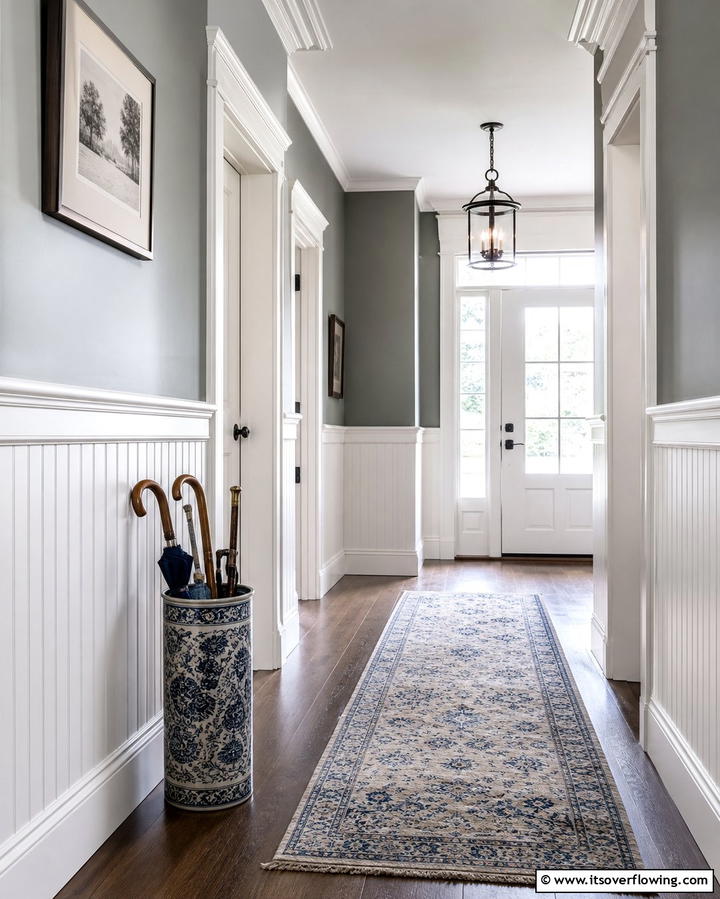 Use Wainscoting for a Classic Look - 25 Narrow Hallway Ideas to Maximize Space and Style