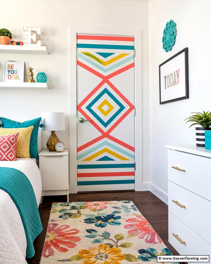 Use Washi Tape for Temporary Designs - 25 Creative Bedroom Door Decorating Ideas for Style