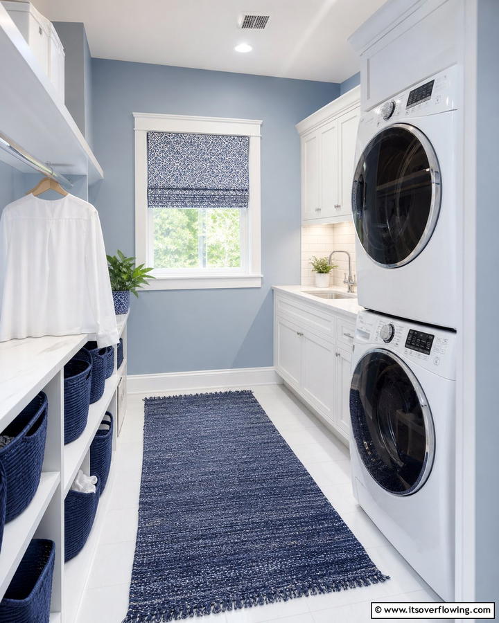 Use a Blue and White Color Palette - 25 Blue Laundry Room Ideas for a Fresh and Clean Look