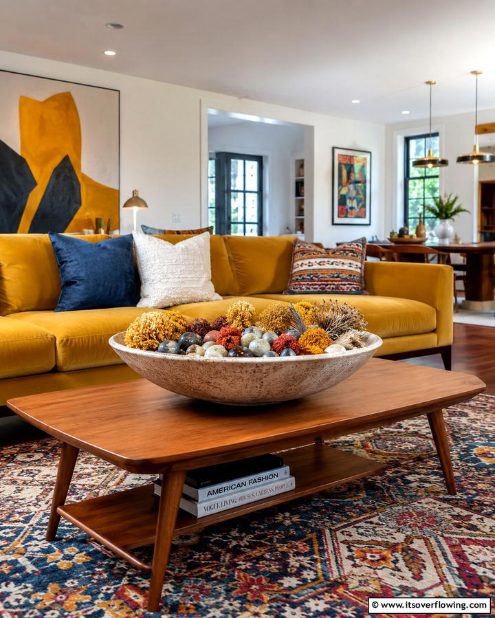 Use a Large Decorative Bowl - 25 Coffee Table Decor Ideas for Stylish Living Rooms