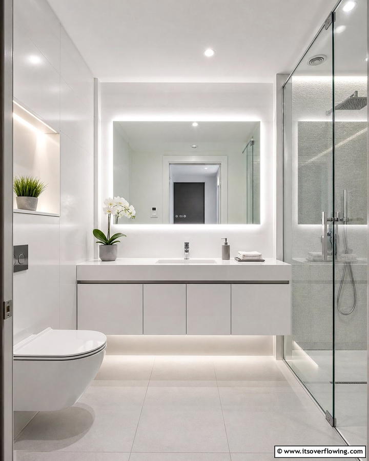 Use a Lighted Mirror - 25 Guest Bathroom Ideas for a Welcoming Space