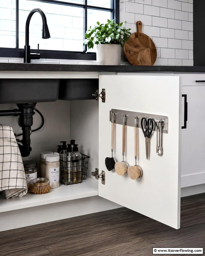 Use a Magnetic Strip for Metal Tools - 20 Kitchen Sink Organization Ideas to Maximize Space