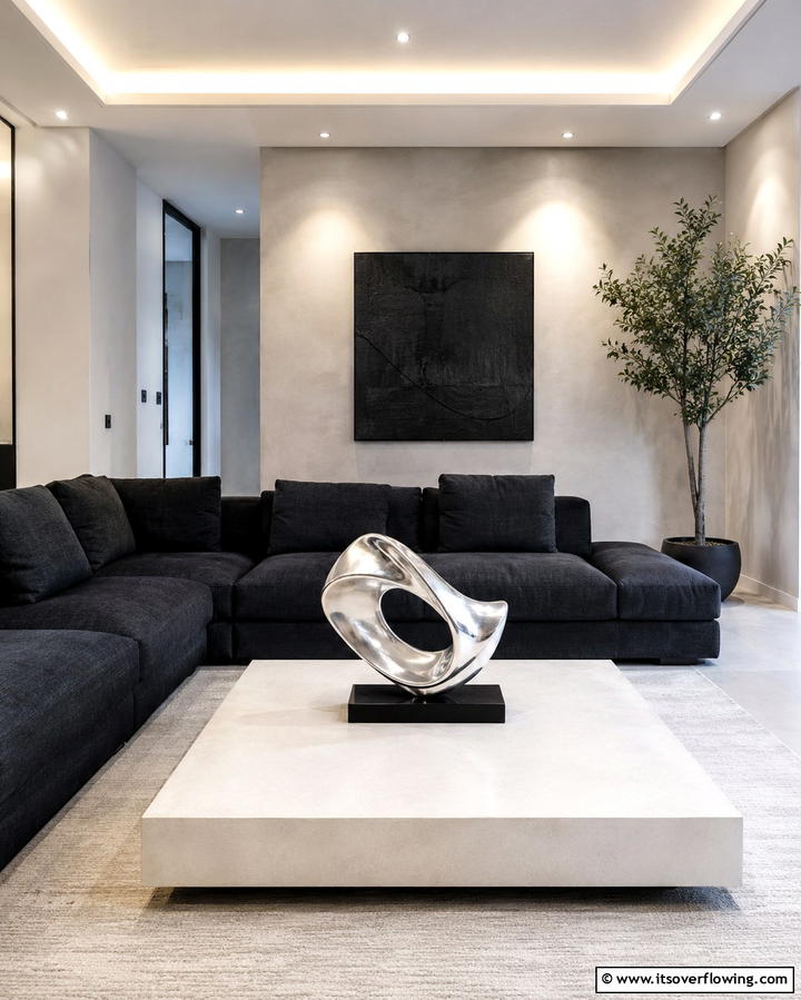 Use a Minimalist Sculpture for Modern Appeal - 25 Coffee Table Decor Ideas for Stylish Living Rooms
