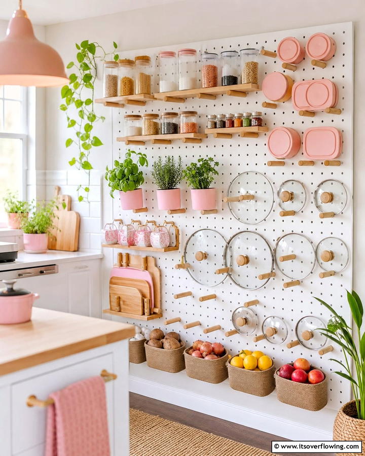 Use a Pegboard for Vertical Storage - 25 Tupperware Organization Ideas for a Tidy Kitchen