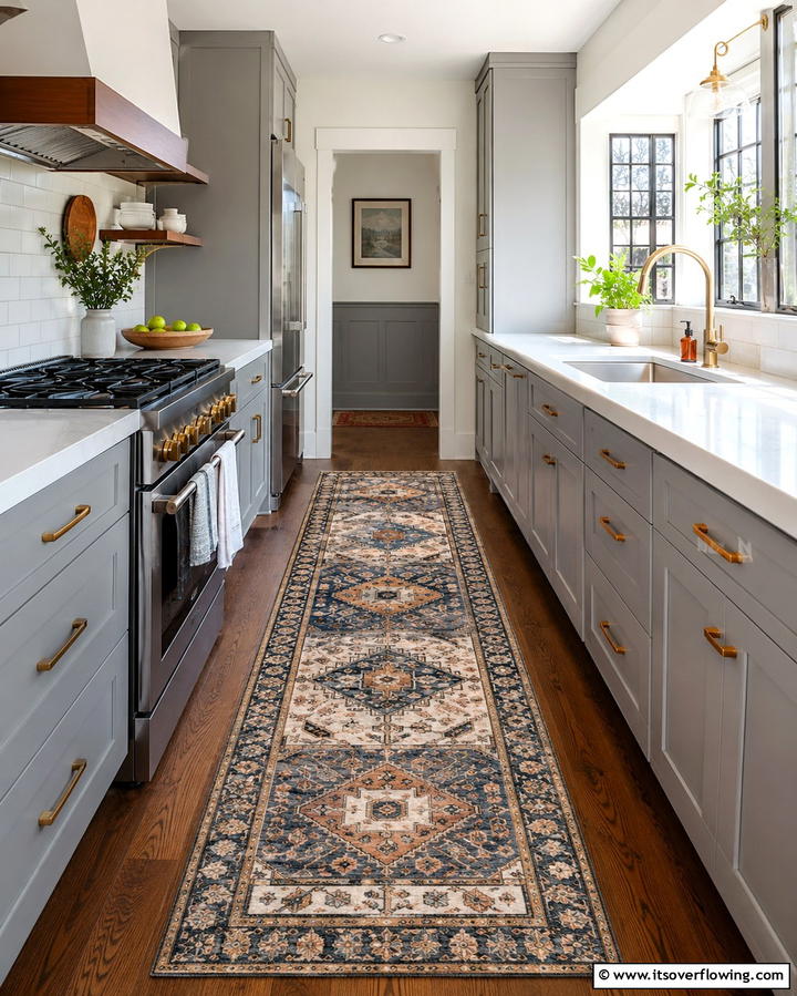 Use a Rug to Define the Space - 25 Small Galley Kitchen Ideas on a Budget