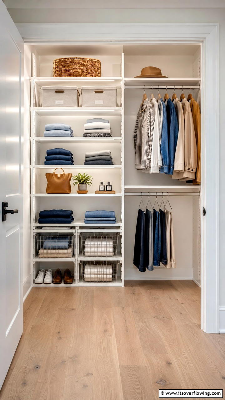 Using Adjustable Shelving for Flexibility - 30 Smart Hall Closet Organization Ideas for Maximized Space