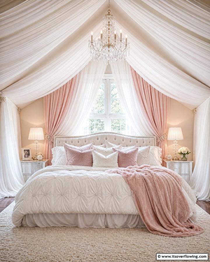 Using Curtains to Frame the Slanted Walls - 25 Low Sloped Ceiling Bedroom Ideas for Unique Spaces