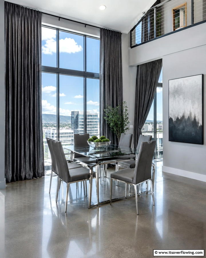 Using Gray Curtains for a Subtle Touch - 30 Gray Dining Room Design Ideas for Modern Entertaining