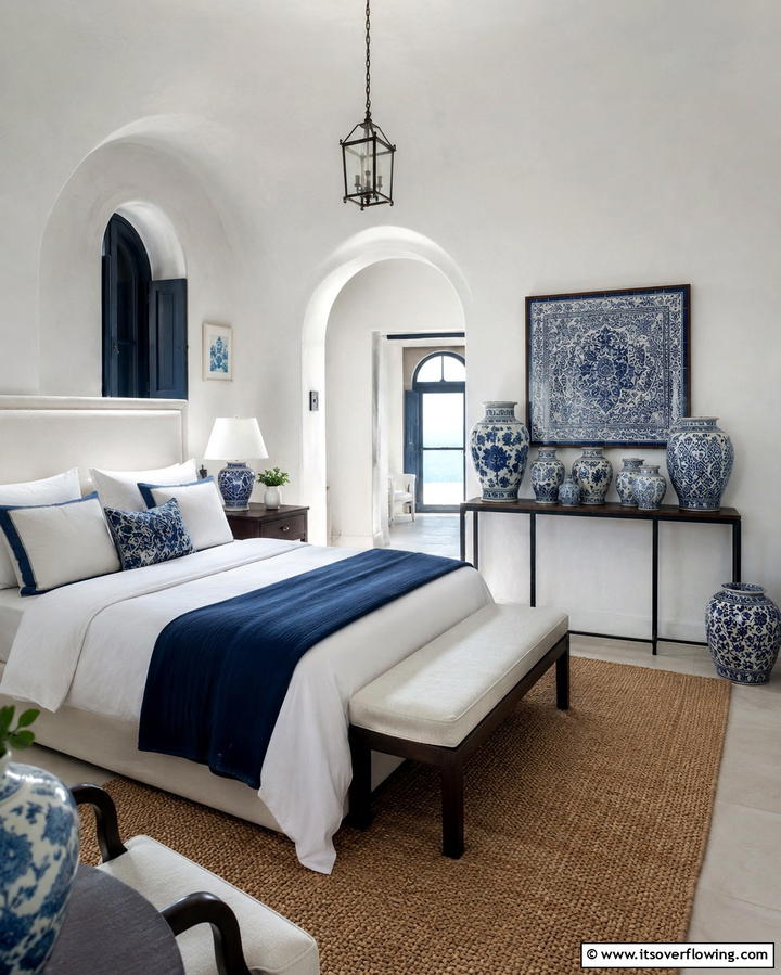 Using Striped Textiles - 25 Greek Bedroom Design Ideas for a Mediterranean Feel