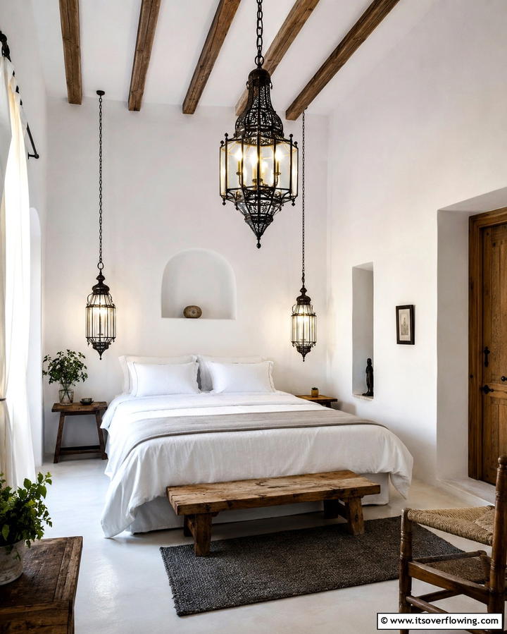 Using Traditional Greek Lanterns - 25 Greek Bedroom Design Ideas for a Mediterranean Feel