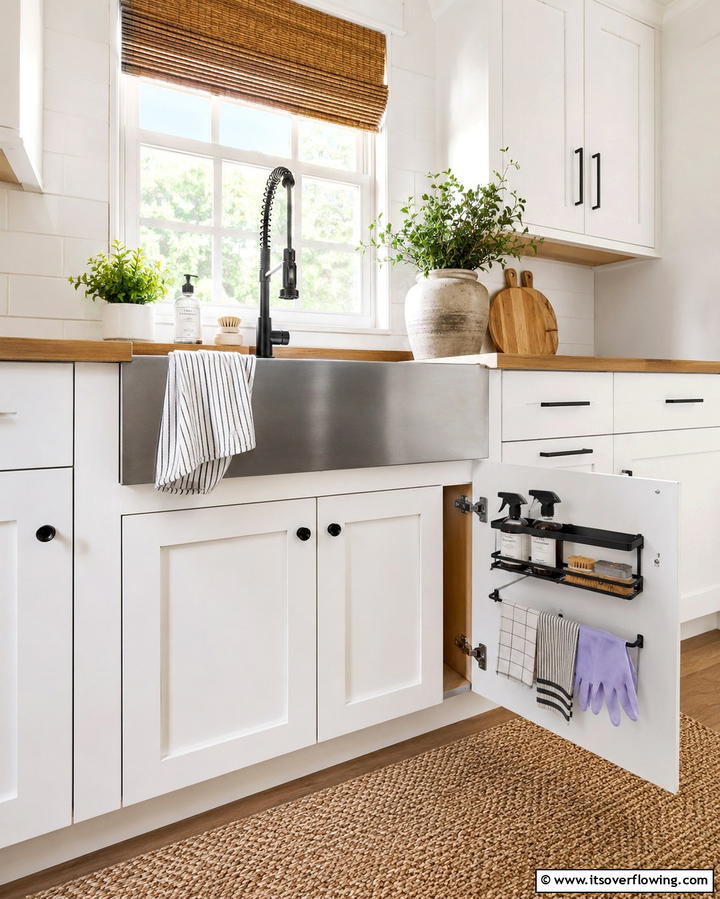 Utilize Door Mounted Storage - 20 Kitchen Sink Organization Ideas to Maximize Space