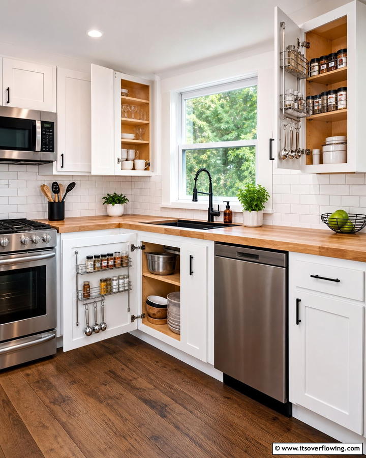 Utilizing Door Racks - 21 Kitchen Cabinet Organization Ideas for Clutter-Free Spaces