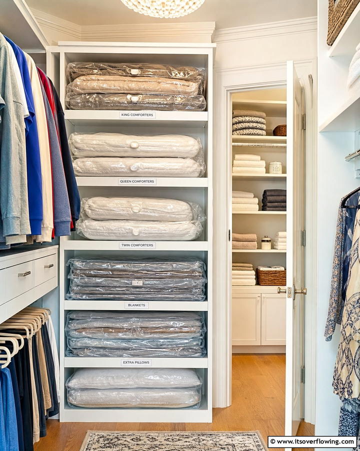 Vacuum Sealed Bags - 20 Comforter Storage Ideas to Maximize Space
