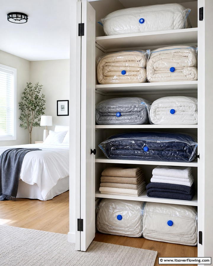 Vacuum Sealed Storage Bags - 25 Creative Bedding Storage Ideas for Small Spaces