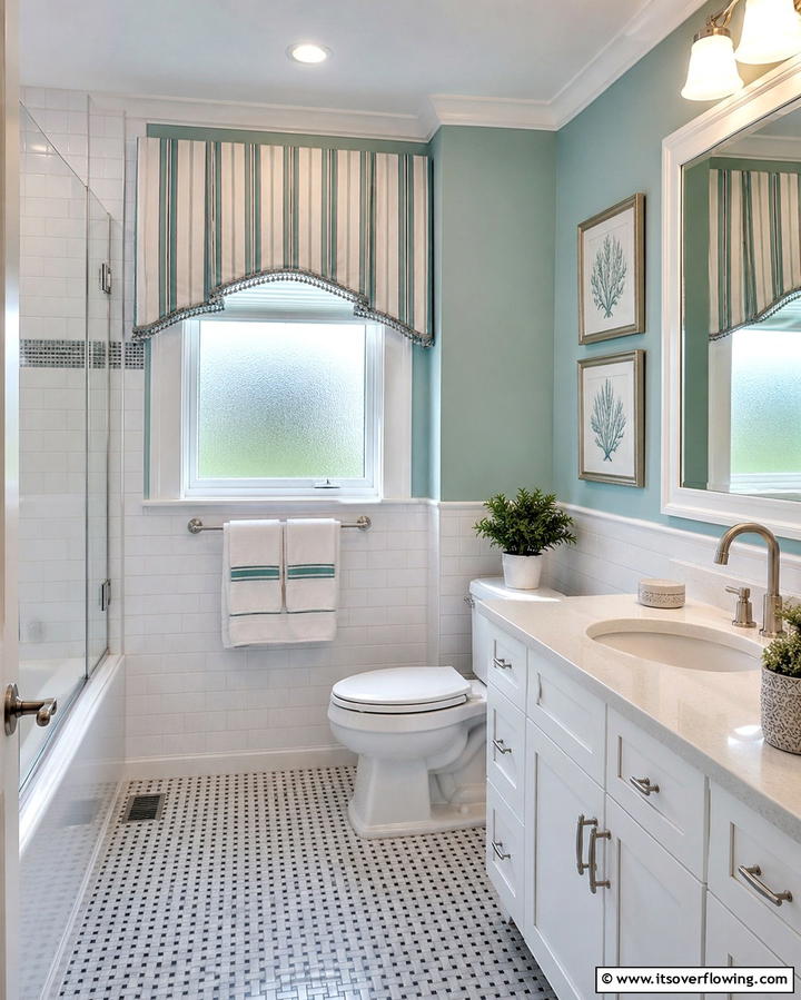 Valances for a Decorative Accent - 25 Beautiful Bathroom Window Treatment Ideas for Privacy