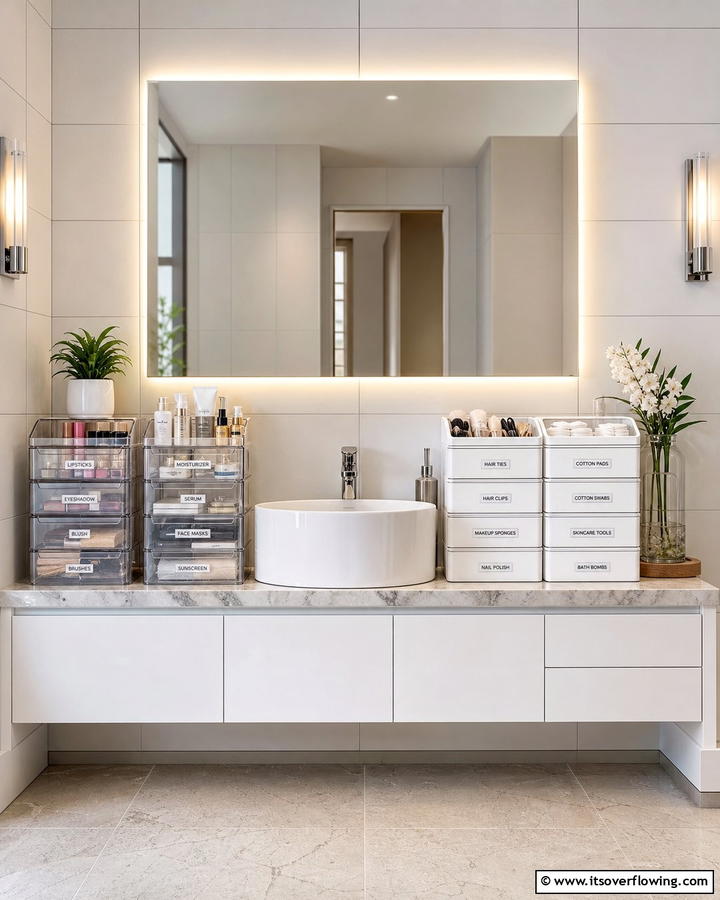 Vanity Organizers with Stackable Bins - 21 Small Bathroom Storage Solutions for Clutter-Free Spaces