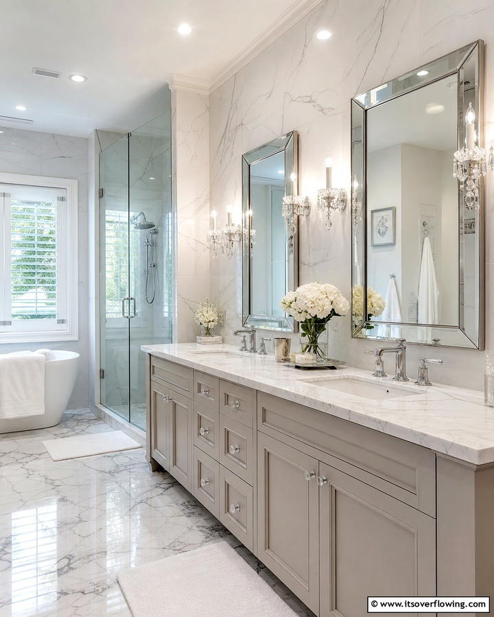 Vanity with Marble Countertops - 25 Double Vanity Bathroom Ideas for a Luxurious Space