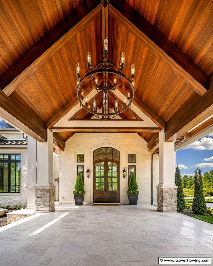 Vaulted Ceiling Drama - 25 Open Gable Porch Ideas for a Welcoming Entrance