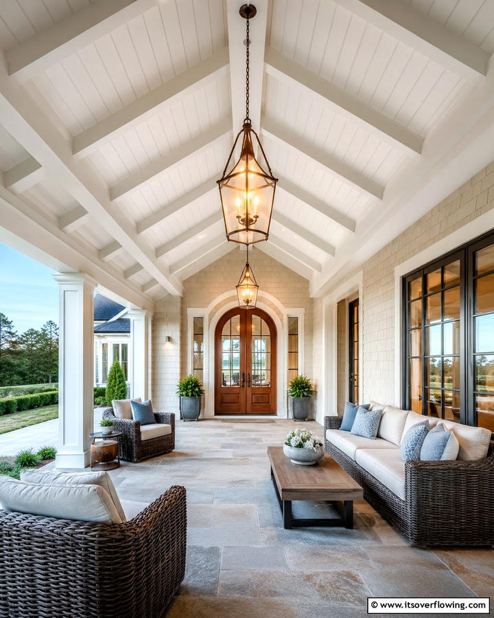 Vaulted Ceiling Gable Porch - 25 Open Gable Porch Ideas for a Welcoming Entrance