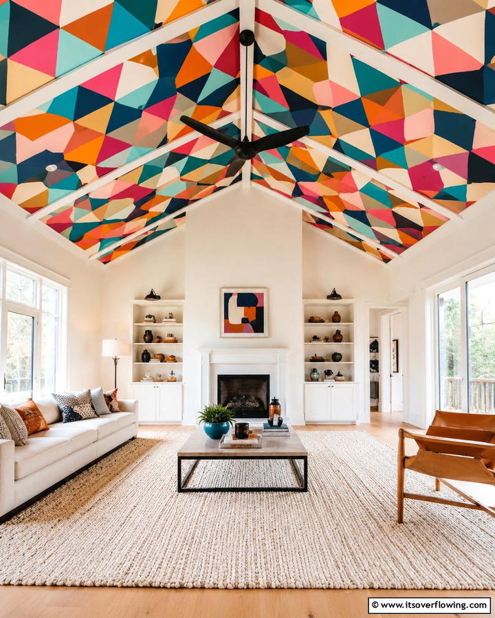 Vaulted Ceiling with Accent Paint - 25 Stunning Living Room Vaulted Ceiling Design Ideas