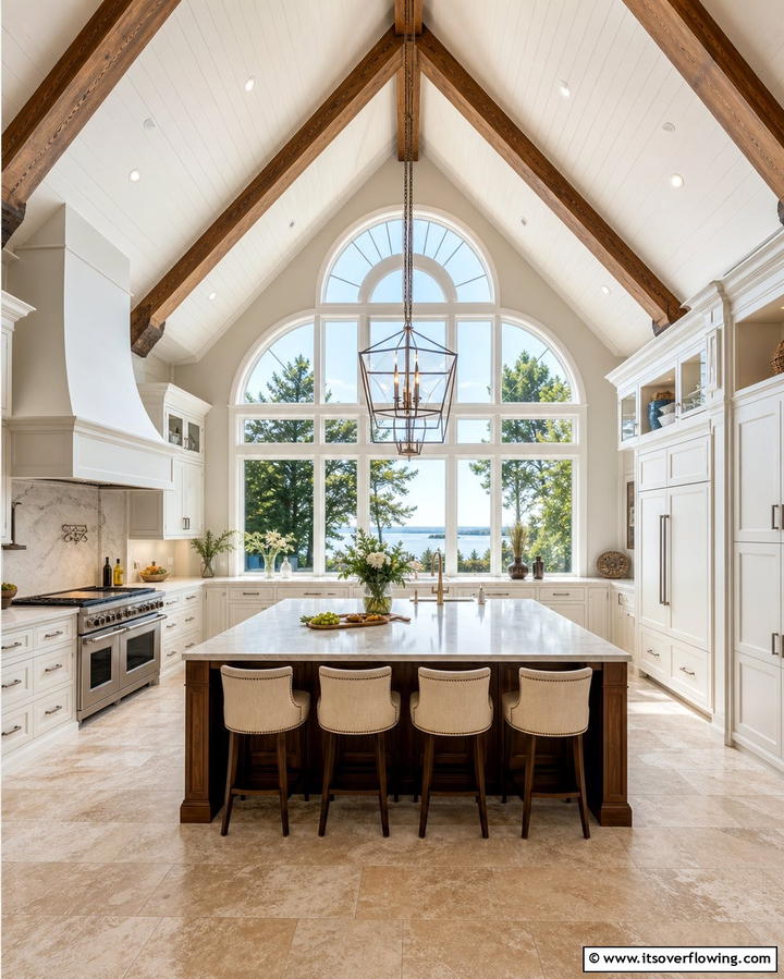 Vaulted Ceiling with Arched Windows - 25 Vaulted Ceiling Kitchen Ideas for a Spacious Feel