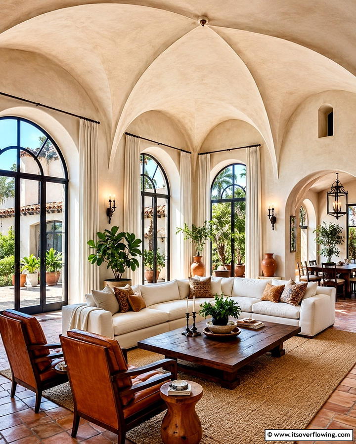 Vaulted Ceilings with Arched Windows - 25 Stunning Living Room Vaulted Ceiling Design Ideas