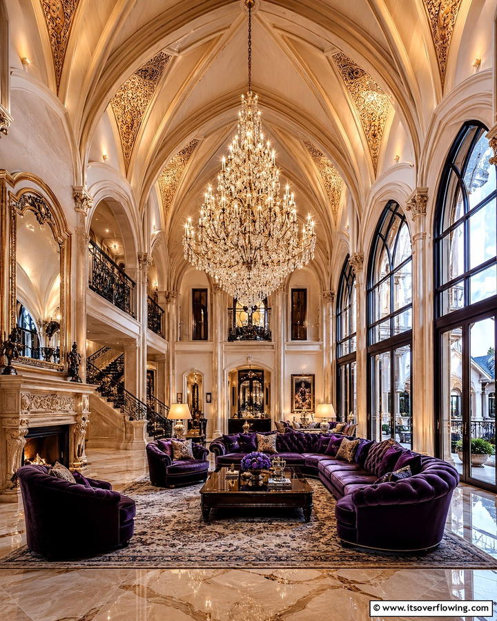 Vaulted Ceilings with Chandeliers - 25 Stunning Living Room Vaulted Ceiling Design Ideas