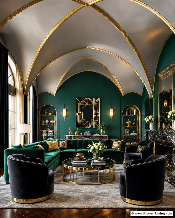 Vaulted Ceilings with Metallic Accents - 25 Stunning Living Room Vaulted Ceiling Design Ideas