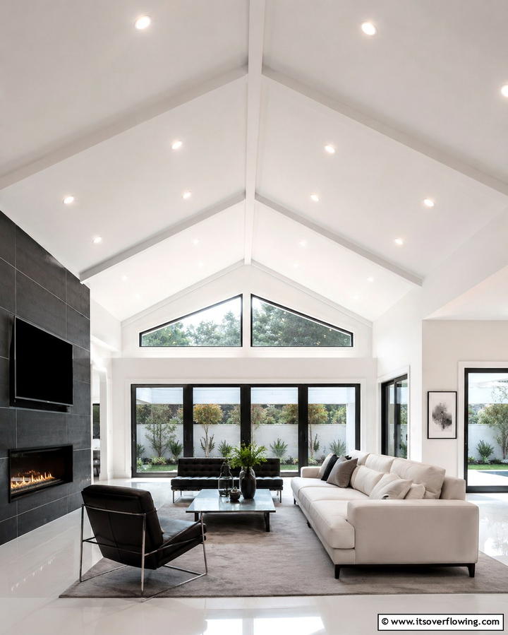 Vaulted Ceilings with Recessed Lighting - 25 Stunning Living Room Vaulted Ceiling Design Ideas