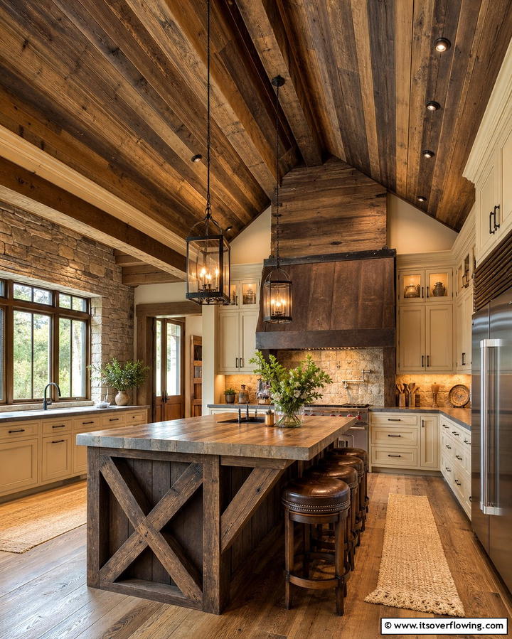 Vaulted Ceilings with Reclaimed Wood - 25 Vaulted Ceiling Kitchen Ideas for a Spacious Feel