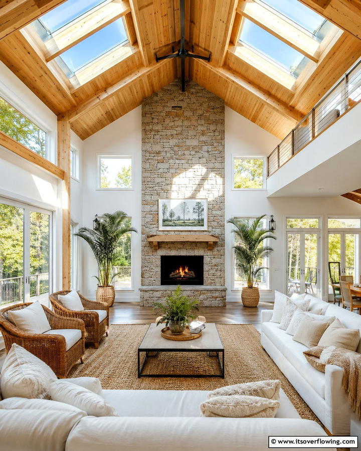 Vaulted Ceilings with Skylights and Fireplaces - 25 Rooms With Fireplaces and Vaulted Ceilings