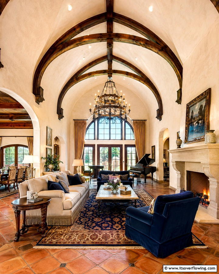 Vaulted Ceilings - 20 Tuscan Living Room Ideas for a Cozy Feel