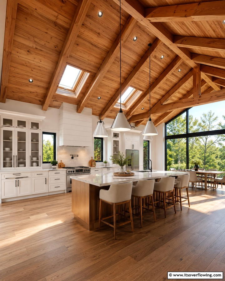 Vaulted Wood Ceilings for an Expansive Feel - 20 Wood Ceiling Kitchen Ideas for a Warm and Inviting Atmosphere