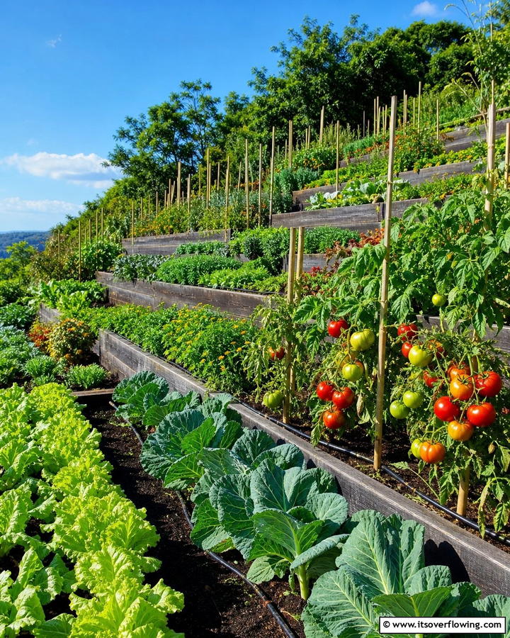 Vegetable Terraces for Practicality - 20 Hillside Terraced Garden Ideas for a Stunning Landscape