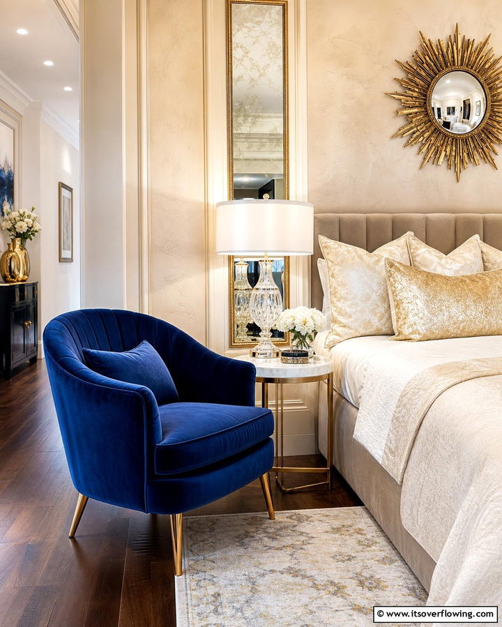 Velvet Accent Chairs for a Luxurious Touch - 25 Comfortable Bedroom Chair Ideas for Relaxation