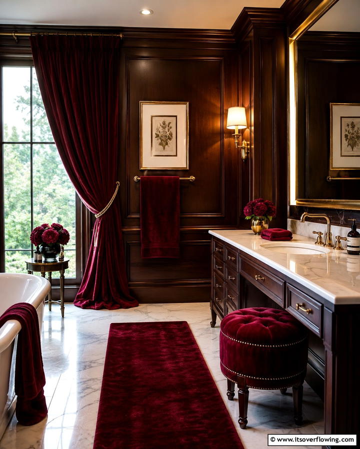 Velvet Accents - 25 Gothic Bathroom Ideas for a Dramatic and Stylish Space