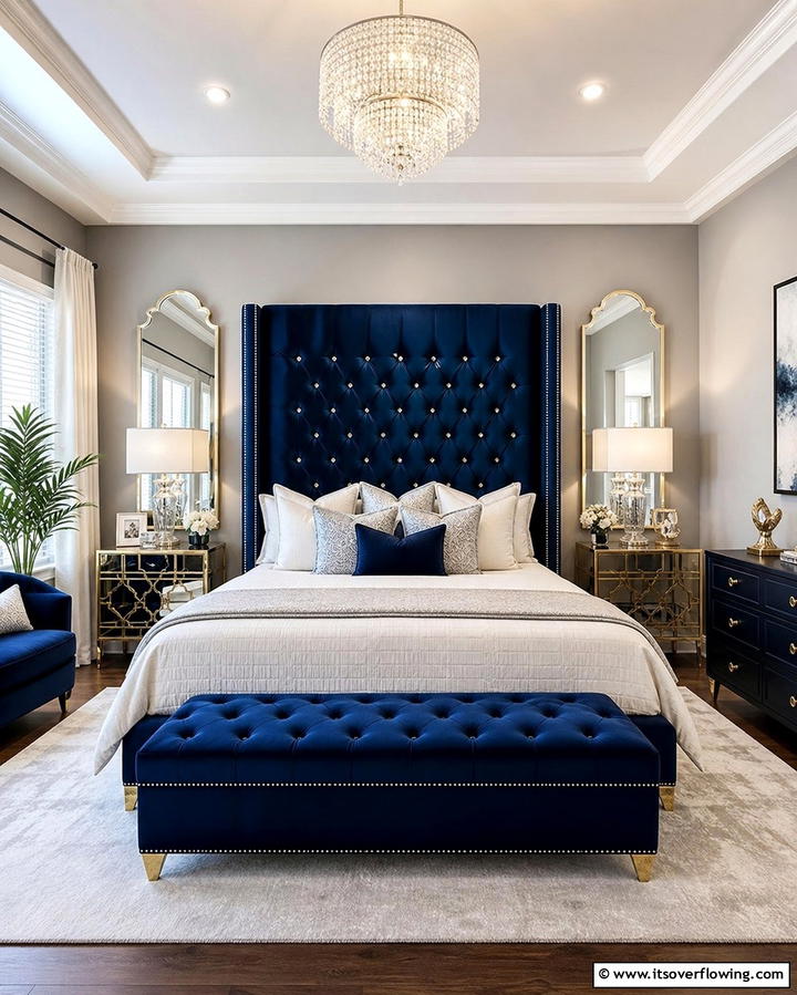 Velvet Blue Upholstery - 25 Girls Blue Bedroom Ideas- Fresh & Calming Designs