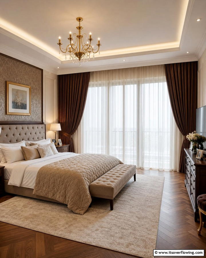 Velvet Brown Curtains - 25 Brown Bedroom Ideas for a Warm and Cozy Atmosphere