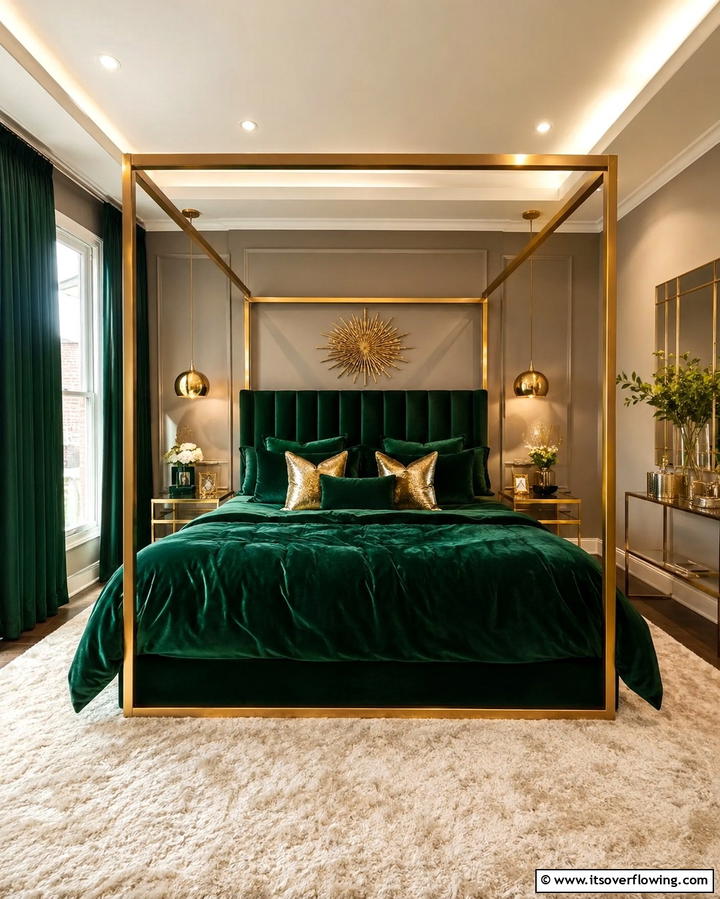 Velvet Emerald Green Bedding - 25 Emerald Green and Gold Bedroom Ideas for a Luxurious Retreat