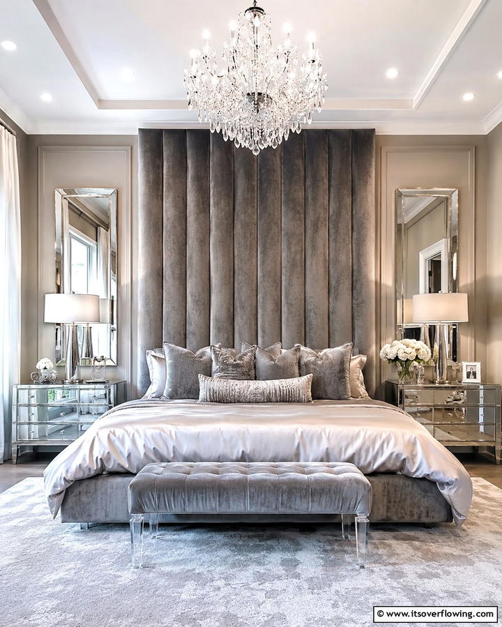 Velvet Grey Headboard for a Luxurious Touch - 25 Elegant Grey Headboard Bedroom Ideas for a Calm Space