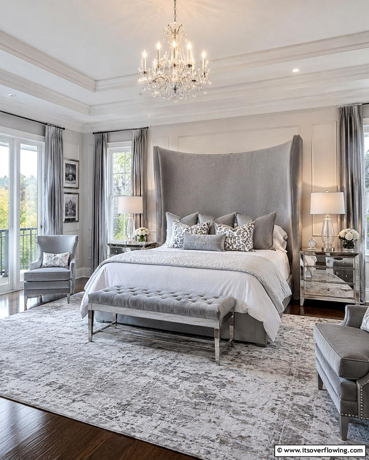 Velvet Grey Sophistication - 25 Elegant Grey Headboard Bedroom Ideas for a Calm Space